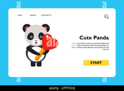 Joli panda tenant une boucle en forme de coeur. Illustration de Vecteur