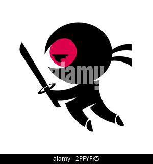 Icône Ninja Warrior. Motif d'illustration simple avec logo de tête ninja noir Illustration de Vecteur