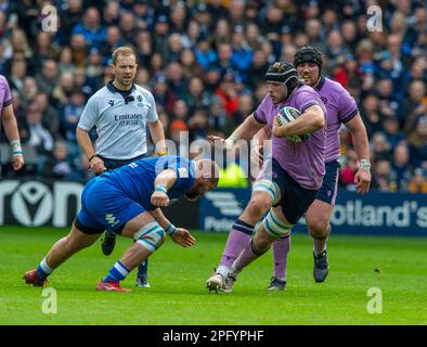 18 mars 2023. Guinness six Nations 2023. Jonny Gray d'Écosse pendant l'Ecosse contre l'Italie, BT Murrayfield, Édimbourg. Crédit : Ian Rutherford/Alay Live News Banque D'Images