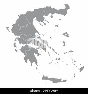 Carte administrative de la Grèce isolée sur fond blanc Illustration de Vecteur