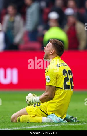 19-03-2023: Sport: Ajax et Feyenoord AMSTERDAM, PAYS-BAS - MARS 19: Gardien de but Timon Wellenreuther (Feyenoord Rotterdam) pendant le match Eredivis Banque D'Images