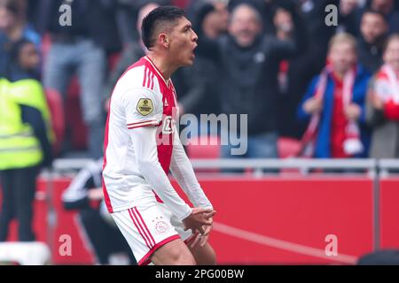 19-03-2023: Sport: Ajax contre Feyenoord AMSTERDAM, PAYS-BAS - MARS 19: Edson Alvarez (Ajax) pendant le match Eredivisiie AFC Ajax et Feyenoord Rotter Banque D'Images