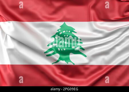 Drapeau du Liban à volant. 3D rendu Banque D'Images