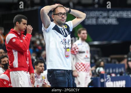 L'entraîneur-chef croate Hrvoje Horvat. EHF Euro 2022. Tour principal Banque D'Images