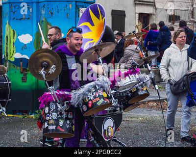 Loriol sur Drome, France - 19 mars 2023 : 'tête des Bouviers'. Fête du berger dans le sud de la France à Loriol sur Drome. Corso France. Banque D'Images