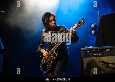 Slim Jim Phantom Trio en train de jouer sur St. Patrick Day au Barrowland Glasgow en soutenant les petits doigts raides le 17th mars 2023 Banque D'Images