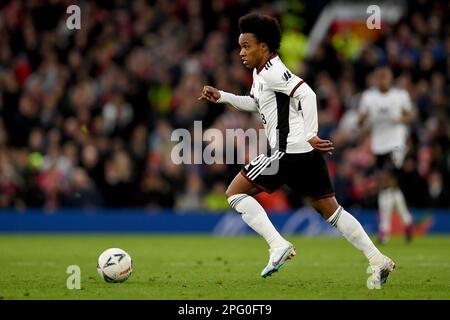 Manchester, Royaume-Uni. 19th mars 2023. Willian de Fulham avec le ballon pendant le match de la coupe FA à Old Trafford, Manchester. Crédit photo à lire: Gary Oakley/Sportimage crédit: Sportimage/Alay Live News Banque D'Images