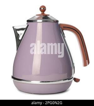 Élégante bouilloire électrique isolée sur blanc. Appareils ménagers Banque D'Images