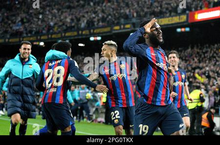 Barcelone, ESP. 19th mars 2023. FC BARCELONE vs REAL MADRID 19 mars 2023 pendant le match entre le FC Barcelone et Real Madrid correspondant à la vingt-six journée de la Liga Santander au camp Spotify Nou à Barcelone, Espagne. Crédit : rosdemora/Alay Live News Banque D'Images