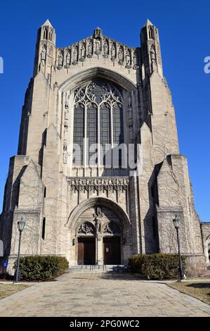 Chicago, Illinois, États-Unis. Rockefeller Memorial Chapel sur le campus de l'Université de Chicago. Banque D'Images