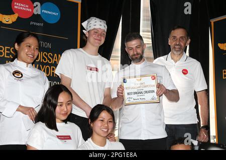 New York, États-Unis. 19th mars 2023. Le meilleur hall croissant du restaurant 5AV/Mad de Midtown, New York, sur 19 mars 2023. Cours annuel organisé par French Morning avec des jurys professionnels Orlando Soto, Alexia Duchene, Miriam Milord et Eunji Lee qui ont choisi la boulangerie « Brooklyn French Bakers » comme meilleur croisant de l'année. 13 boulangeries ont commencé le concours, dont Bread Bakery, Epicerie Boulud, Tin Building par Jean Georges et Julien Boulangerie. Photo de Charles Guerin/ABACAPRESS.COM crédit: Abaca Press/Alay Live News Banque D'Images