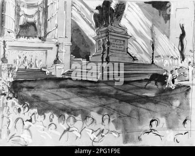 Concept Art / Set Design par le directeur artistique VINCENT KORDA pour le film inachevé CHARLES LAUGHTON et MERLE OBERON en I, CLAUDIUS 1937 réalisateur JOSEF von STERNBERG livre Robert graves producteur Alexander Korda London film Productions Banque D'Images