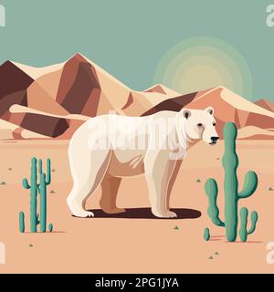 Carte de sensibilisation au changement climatique avec illustration d'un ours polaire dans le désert Illustration de Vecteur