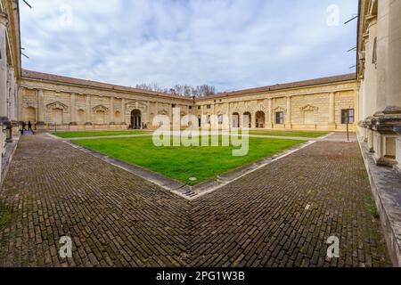 Mantoue, Italie - 27 février 2023 : vue sur la cour du palais te, à Mantoue (Mantoue), Lombardie, Italie du Nord Banque D'Images