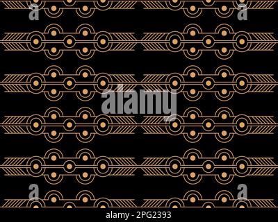 Motif géométrique sans couture dans le style art déco. Motif lignes dorées, style linéaire vintage. Créez un modèle pour les fonds d'écran, les bannières, les affiches et l'adver Illustration de Vecteur