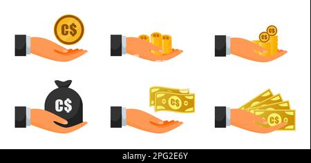 Remise d'argent et de pièces en dollars canadiens Illustration de Vecteur