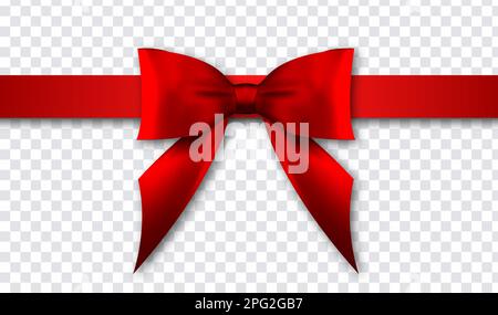 Nœud rouge réaliste et ruban isolé sur fond transparent. Modèle de brochure ou de carte de vœux. Illustration vectorielle. Illustration de Vecteur