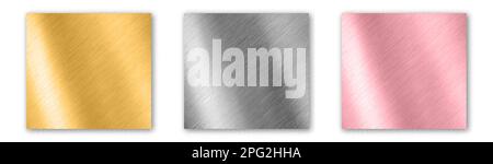Collection d'or, d'or rose, d'argent, de chrome, de dégradé métallique. Illustration vectorielle. Métal poli EPS 10 Illustration de Vecteur