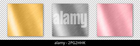 Collection d'or, d'or rose, d'argent, de chrome, de dégradé métallique. Illustration vectorielle. Métal poli EPS 10 Illustration de Vecteur