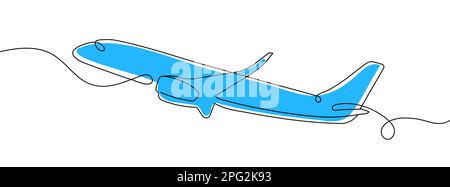 Esquisse d'une ligne continue d'avion. Illustration vectorielle. Illustration de Vecteur