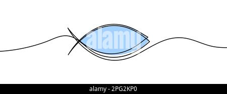 Symbole de poisson chrétien. Symbole religieux de Jésus poisson. Une illustration de ligne continue. Illustration vectorielle. Illustration de Vecteur