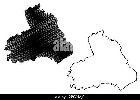 District non métropolitain de Pendle, Borough (Royaume-Uni de Grande-Bretagne et d'Irlande du Nord, comté cérémonial de Lancashire ou Lancs, Angleterre) carte v Illustration de Vecteur