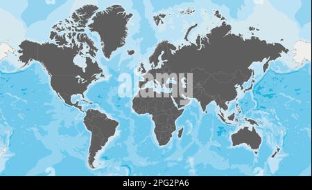 Illustration vectorielle vierge très détaillée de la carte du monde. Calques modifiables et clairement étiquetés. Illustration de Vecteur