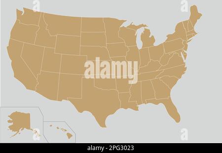 Illustration vectorielle USA Map vierge. Calques modifiables et clairement étiquetés. Illustration de Vecteur