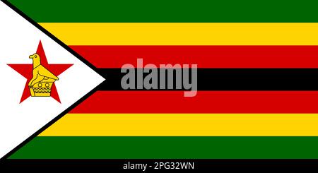 Drapeau national du Zimbabwe, couleurs officielles et proportion correctement. Drapeau du Zimbabwe. Illustration vectorielle. EPS10 Illustration de Vecteur
