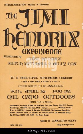 Jimi Hendrix Experience 1970 Sacramento, Californie - projet de loi pour les concerts Banque D'Images