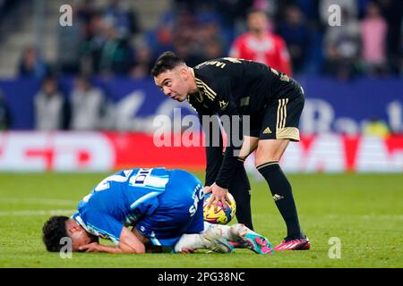 Iago Aspas de RC Celta pendant le match de la Liga entre RCD Espanyol et RC Celta de Vigo a joué au stade RCDE sur 18 mars à Barcelone, Espagne. (Photo par / Sergio Ruiz / PRESSIN) Banque D'Images