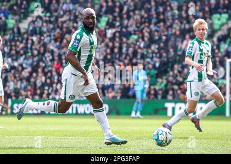 GRONINGEN, PAYS-BAS - MARS 19: JETRO Willems du FC Groningen pendant le match néerlandais Eredivisiie entre FC Groningen et SC Heerenveen à Euroborg Banque D'Images