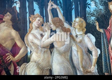 La Primavera, signifiant printemps, peinte par Sandro Botticelli à la galerie Uffizi de Florence, en Italie. Banque D'Images