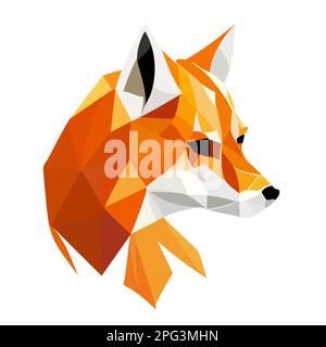Logo Fox. Résumé tête de renard polygonale colorée. Visage de renard calme. Illustration vectorielle Illustration de Vecteur