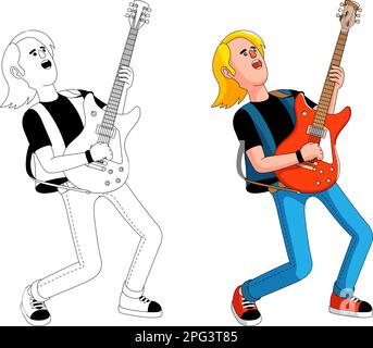 Musicien de rock avec guitare électrique Illustration de Vecteur