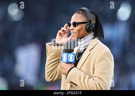 Rome, Italie. 19th mars 2023. Le journaliste de CBS Aaron West pendant le championnat italien Serie Un match de football entre SS Lazio et AS Roma sur 19 mars 2023 au Stadio Olimpico à Rome, Italie - photo Federico Proietti/DPPI crédit: DPPI Media/Alamy Live News Banque D'Images