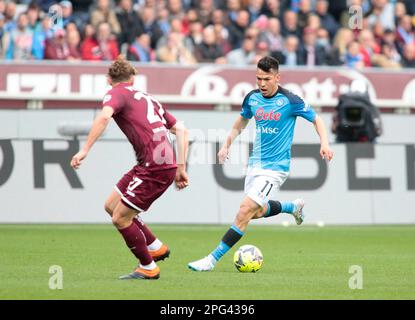 Hirving Lozano de SSC Napoli pendant la série italienne Un match de football entre le FC Torino et la SSC Napoli, le 19 mars 2023 au Stadio Olimpico Grande to Banque D'Images