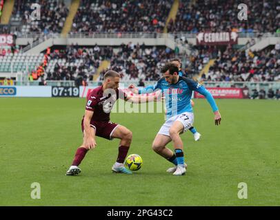 Khvicha Kvaratskhelia de SSC Napoli pendant la série italienne Un match de football entre le FC de Turin et la SSC Napoli, le 19 mars 2023 au Stadio Olimpico GR Banque D'Images