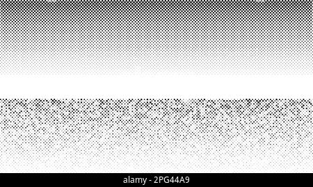 Arrière-plan horizontal en pointillés, motif de dégradé linéaire en demi-tons, texture de points noirs sur fond blanc Illustration de Vecteur