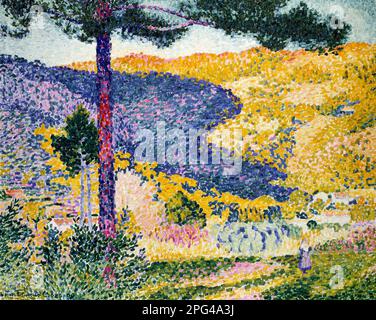 Vallée avec Fir (ombre sur la montagne) par Henri-Edmond Cross (1856-1910), huile sur toile, 1909 Banque D'Images