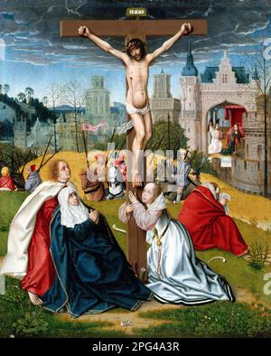 La Crucifixion de Jan Provoost (1462-1529), huile sur bois, vers 1495 Banque D'Images