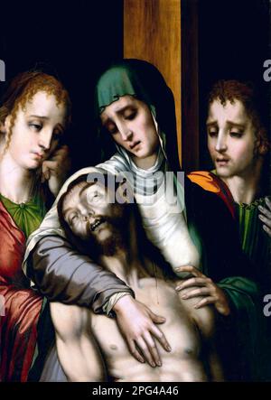 La Lamentation de l'artiste espagnol Luis de Morales (1512-1586), huile sur noix, c.1560 Banque D'Images