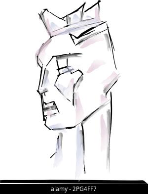 Queen of Artificial Intelligence Vector Line art dessins de personnages de dessin animé Illustration de Vecteur