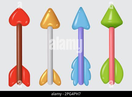 Arc et flèche. La stylisée médiévale armes de guerre combat ancien tir à l'arc vecteur décent ensemble réaliste Illustration de Vecteur