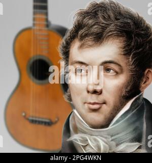 Fernando SOR était un compositeur et guitariste espagnol de 19th siècles connu pour ses méthodes de guitare classique encore utilisées aujourd'hui. Banque D'Images