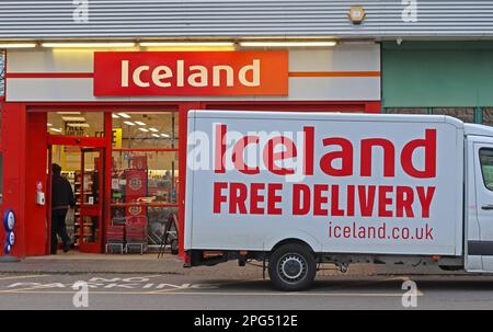 Iceland Supermarket Home Delivery - Free Delivery store, Units 5, 7 Dukes Dr, Bletchley, Milton Keynes, Buckinghamshire, Angleterre, Royaume-Uni, MK2 2QG Banque D'Images