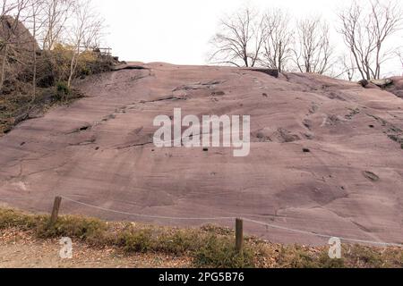 Valcamonica, Italie - 12 mars 2022: Vue des dessins de roche à Valcamonica Banque D'Images