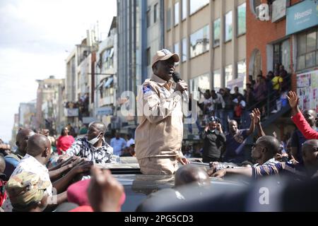 Nairobi, Kenya. 20th mars 2023. Le chef du parti Azimio, Raila Odinga, s'adresse à ses partisans à Eastleigh, lors d'une manifestation contre le coût de la vie et l'administration du président William Ruto. (Photo de John Ochieng/SOPA Images/Sipa USA) crédit: SIPA USA/Alay Live News Banque D'Images