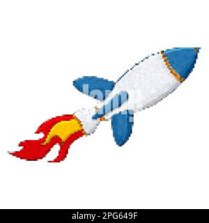 Icône de vecteur artistique de 8 bits de Rocket sur blanc Banque D'Images