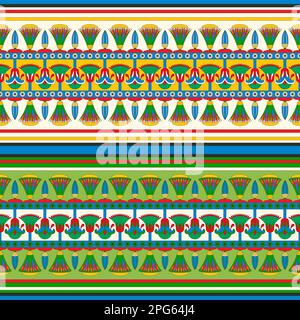 Arrière-plan traditionnel égyptien ancien, motif vectoriel sans couture Banque D'Images